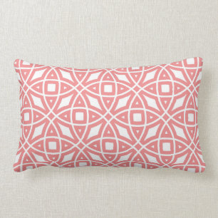 Eastern Geometric Pattern Coral Pink Lumbar Pillow