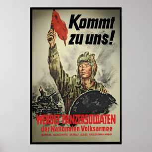 Eastern German Propaganda Poster Come to us! Tank