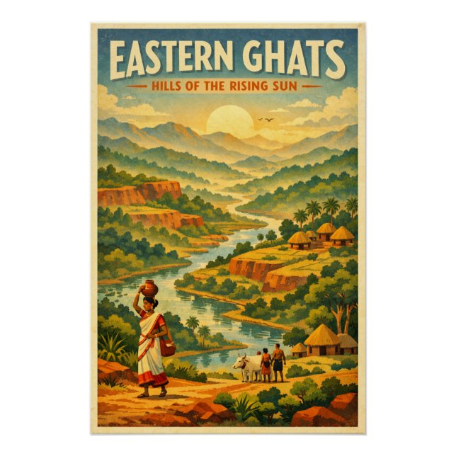 Eastern Ghats, India, in a classic retro Poster (Front)