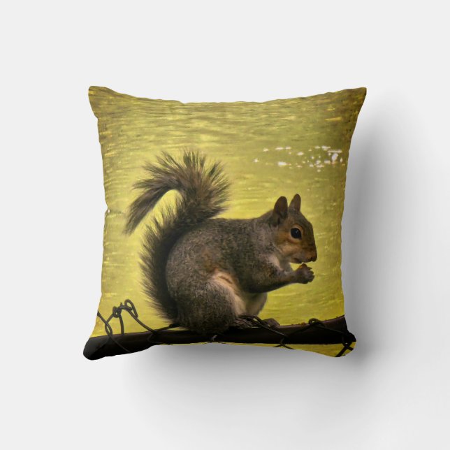  Eastern grey squirrel  Throw Pillow (Back)