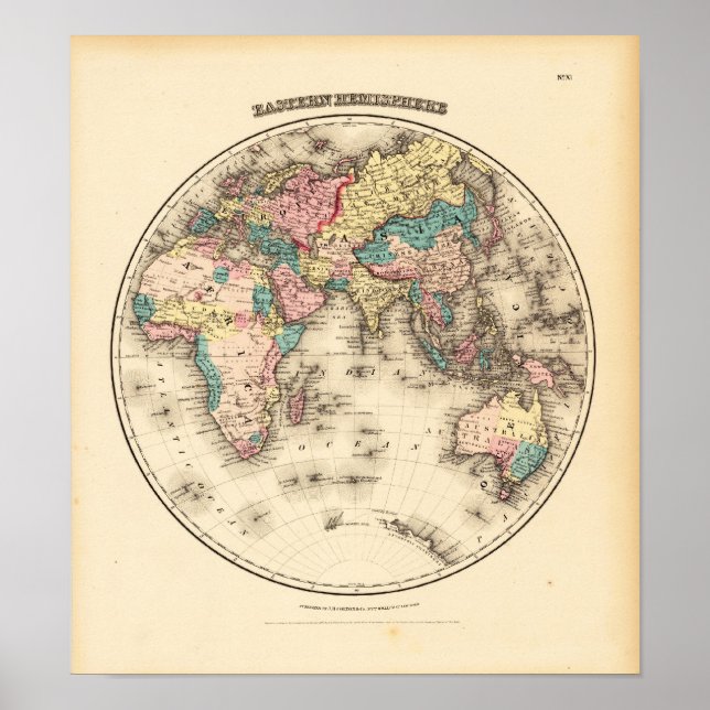 Eastern Hemispere Colton, J.H. New York 1856 Poster (Front)