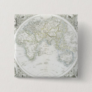 Eastern Hemisphere, from a Series of World Maps pu 2 Inch Square Button