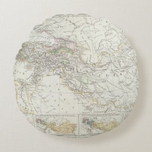 Eastern Hemisphere World Map Round Pillow