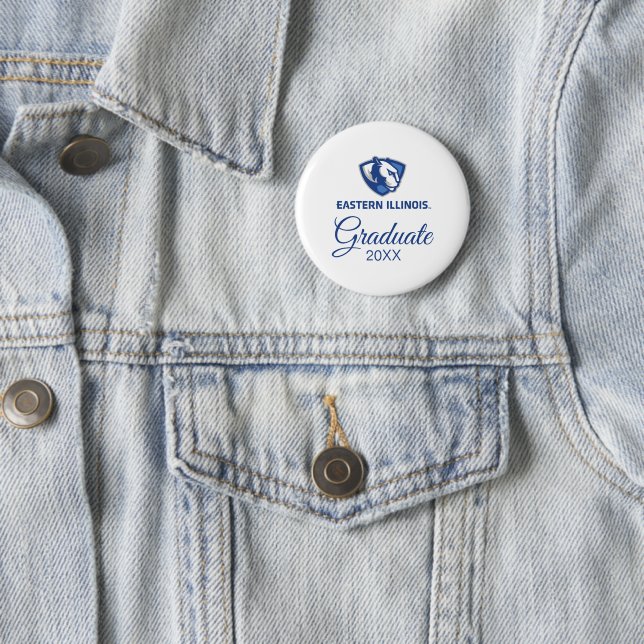Eastern Illinois Panthers Head and Wordmark Logo 2 Inch Round Button (In Situ)