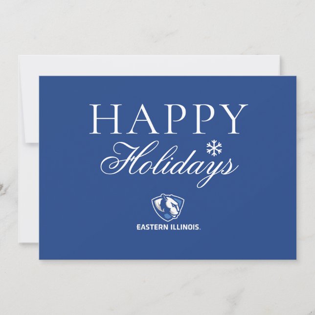 Eastern Illinois Panthers Head and Wordmark Logo Holiday Card (Front)