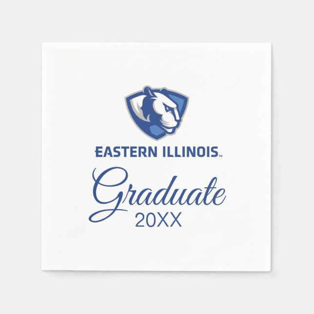 Eastern Illinois Panthers Head and Wordmark Logo Napkin (Front)