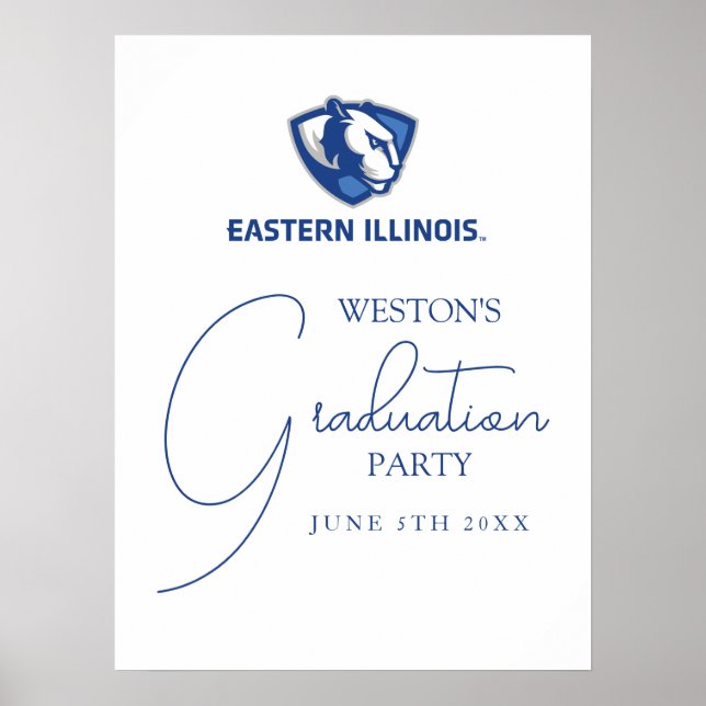 Eastern Illinois Panthers Head and Wordmark Logo Poster (Front)