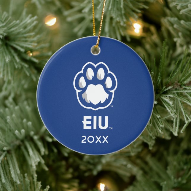 Eastern Illinois Panthers Paw Print & EIU Ceramic Ornament (Tree)