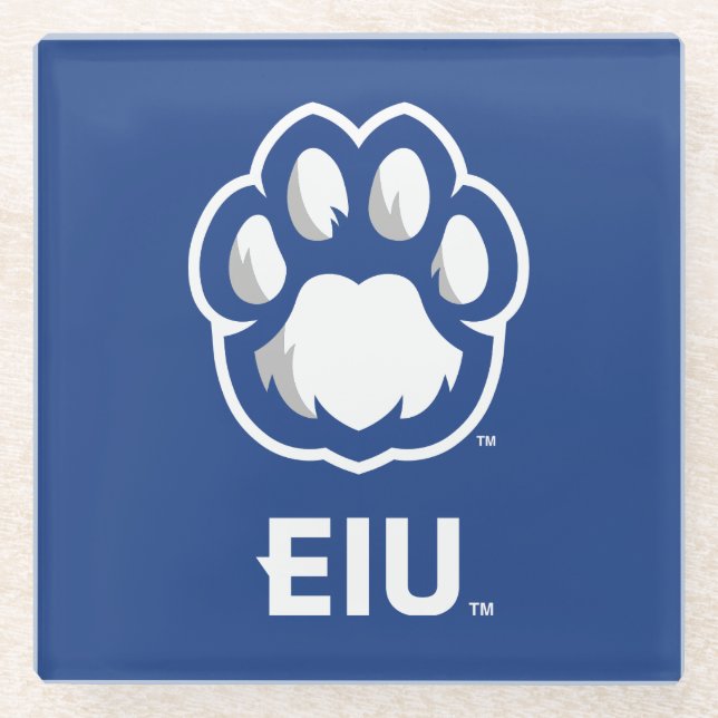Eastern Illinois Panthers Paw Print & EIU Glass Coaster (Front)