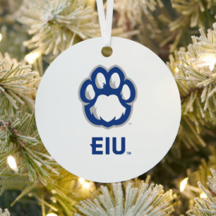 Eastern Illinois Panthers Paw Print & EIU Metal Ornament