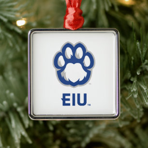 Eastern Illinois Panthers Paw Print & EIU Metal Ornament