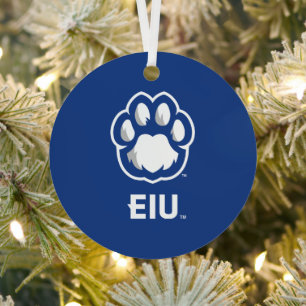 Eastern Illinois Panthers Paw Print & EIU Metal Ornament