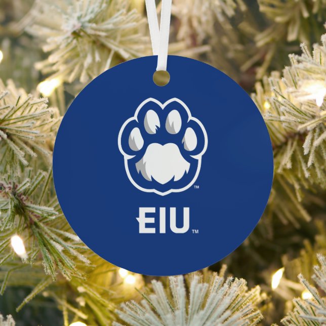 Eastern Illinois Panthers Paw Print & EIU Metal Ornament (Insitu)