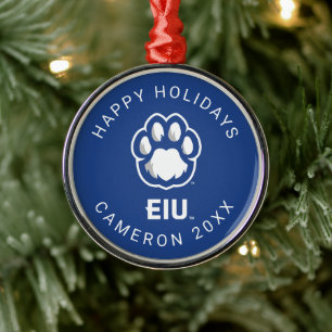 Eastern Illinois Panthers Paw Print & EIU Metal Ornament