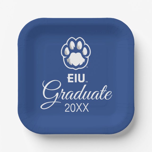 Eastern Illinois Panthers Paw Print & EIU Paper Plate (Front)