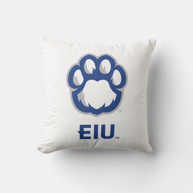 Eastern Illinois Panthers Paw Print & EIU Throw Pillow (Front)