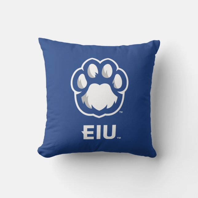 Eastern Illinois Panthers Paw Print & EIU Throw Pillow (Front)