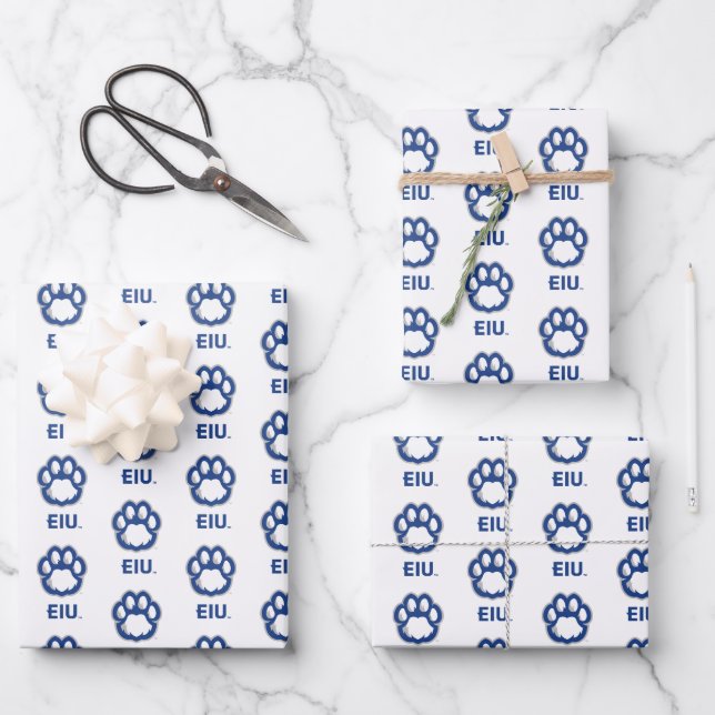 Eastern Illinois Panthers Paw Print & EIU Wrapping Paper Sheet (Front)