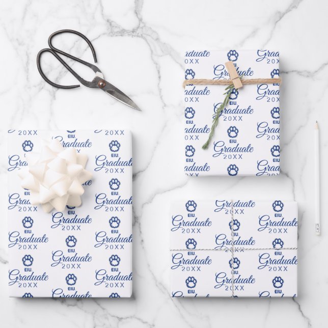 Eastern Illinois Panthers Paw Print & EIU Wrapping Paper Sheet (Front)