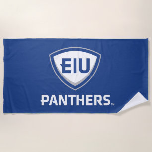 Eastern Illinois Panthers Shield & Wordmark Logo Beach Towel