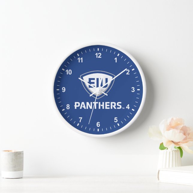 Eastern Illinois Panthers Shield & Wordmark Logo Clock (Home)