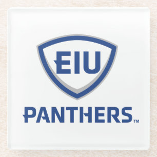 Eastern Illinois Panthers Shield & Wordmark Logo Glass Coaster