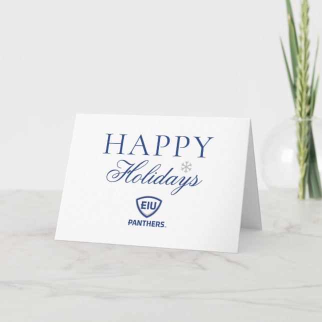 Eastern Illinois Panthers Shield & Wordmark Logo Holiday Card (Front)