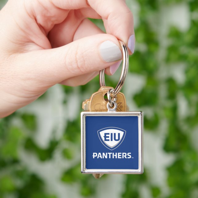 Eastern Illinois Panthers Shield & Wordmark Logo Keychain (Hand)