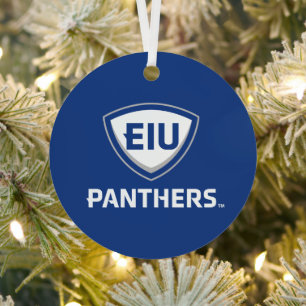 Eastern Illinois Panthers Shield & Wordmark Logo Metal Ornament