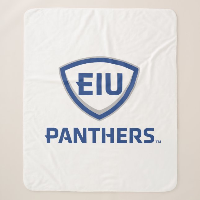 Eastern Illinois Panthers Shield & Wordmark Logo Sherpa Blanket (Front)