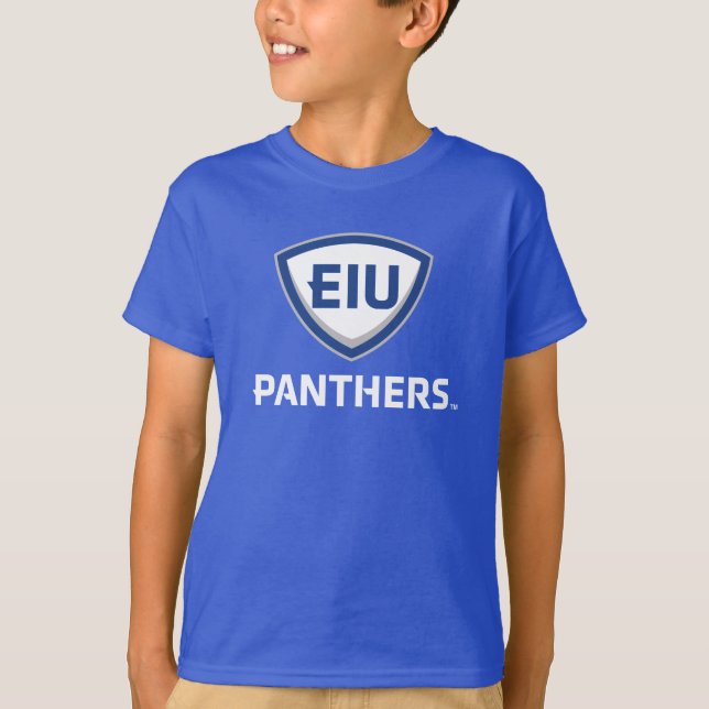 Eastern Illinois Panthers Shield & Wordmark Logo T-Shirt (Front)