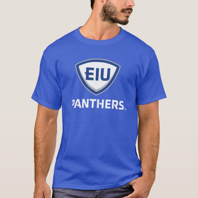 Eastern Illinois Panthers Shield & Wordmark Logo T-Shirt (Front)