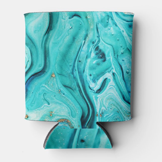 Eastern marbled paper, luxury art. can cooler (Front)