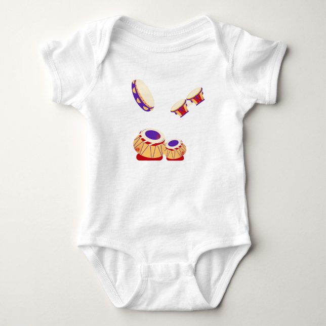 Eastern musical drums baby bodysuit (Front)
