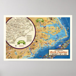 Eastern North Carolina 12x18 Map Print