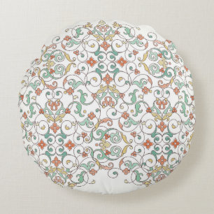 Eastern ornate border element. round pillow