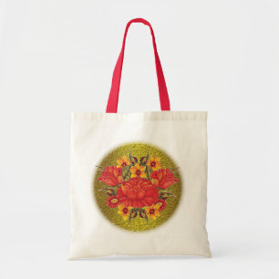 Eastern Painting Style Flower Design Tote Bag