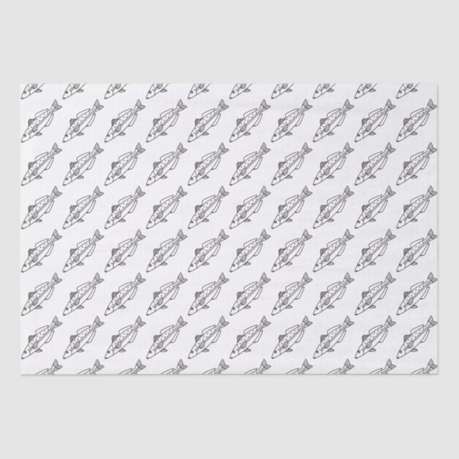 Eastern School Whiting Fish in Black and White Tissue Paper (Front)