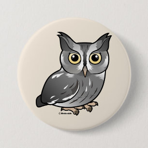 Eastern Screech Owl (Grey Phase) 3 Inch Round Button