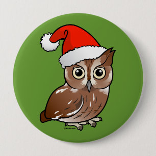 Eastern Screech Owl Santa 4 Inch Round Button