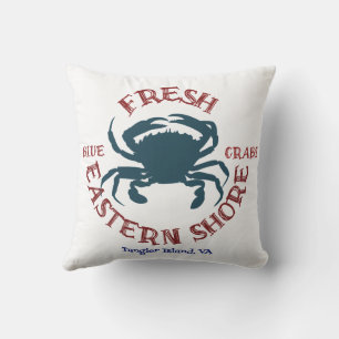Eastern Shore Fresh Blue Crabs Throw Pillow