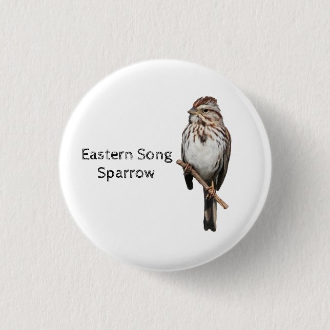Eastern Song Sparrow 1 Inch Round Button (Front)