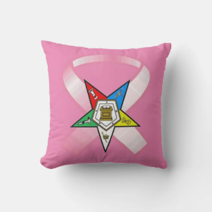 Eastern Star Breast Cancer Awareness Throw Pillow