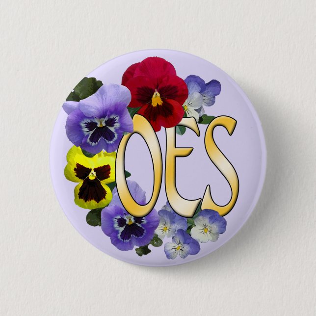 Eastern Star Pansy 2 Inch Round Button (Front)