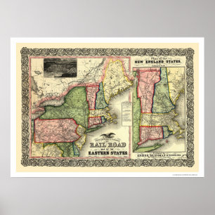 Eastern States Railroad Map 1856 Poster