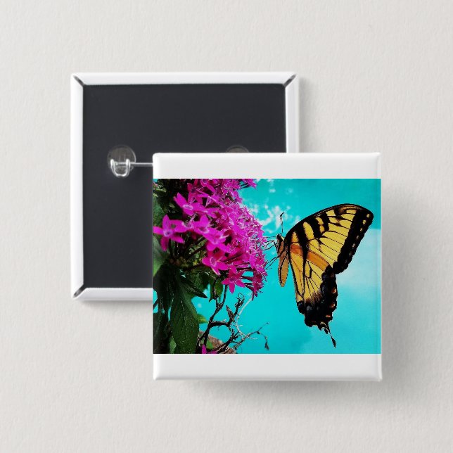 Eastern Tiger Swallowtail Butterfly #2  2 Inch Square Button (Front & Back)