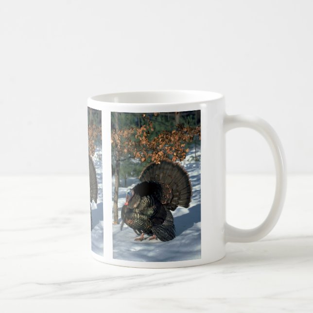 Eastern wild turkey, huge gobbler in full strut coffee mug (Right)