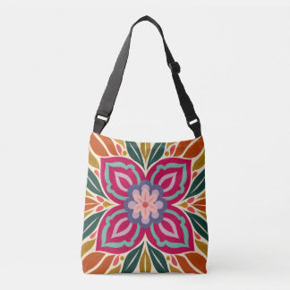 Eastern Woodlands Ojibwe Symmetrical Floral Motif Crossbody Bag