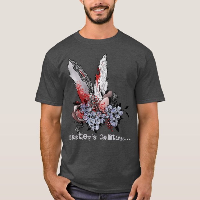 Easter's Coming Bunny Horror T-Shirt (Front)