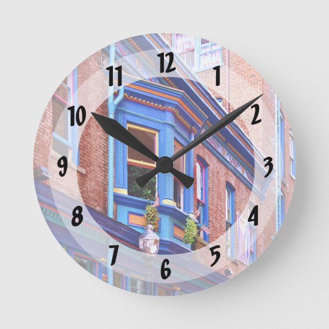 Easton PA - Street With Bay Window Round Clock (Front)